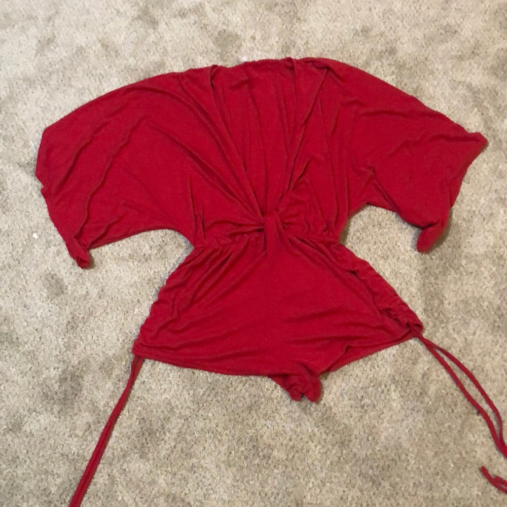 Ribbed red romper